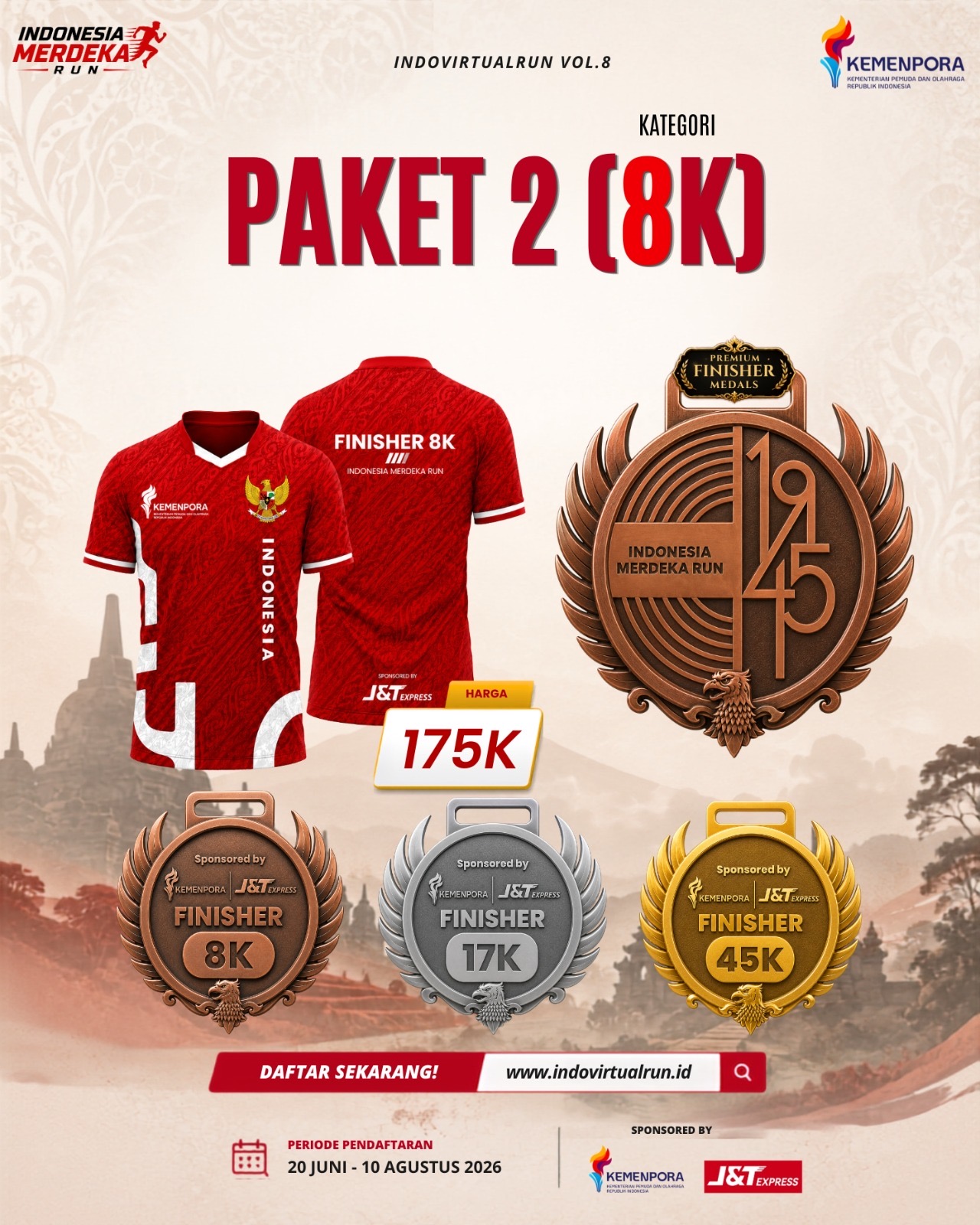 Paket 2 (Jersey + Medali Kategori 8K)